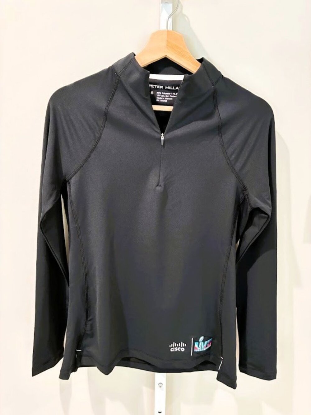 NWT Peter Millar Womens Small Perth 1/4 Zip Pullover Black Cisco Super Bowl LVII
